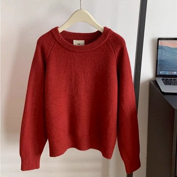 秋季素色長袖圓領毛衣針織