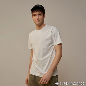 GIORDANO 男裝SORONA涼感素色T恤 - 50 淺花灰