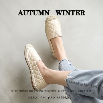 漁夫鞋女一腳蹬2023新款秋冬鞋子小香風淺口平底透氣軟底氣質單鞋