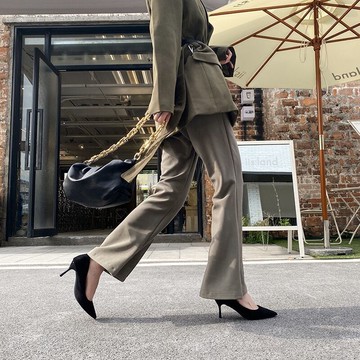 大美妞★現貨 跟鞋 高跟鞋 女鞋 真軟皮高跟鞋 新款 跟鞋女 細跟鞋 舒適工作小皮鞋 職業鞋