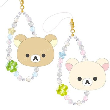 小禮堂 San-X 拉拉熊 絨毛造型串珠手機吊飾 (大臉款) 拉拉熊 牛奶熊