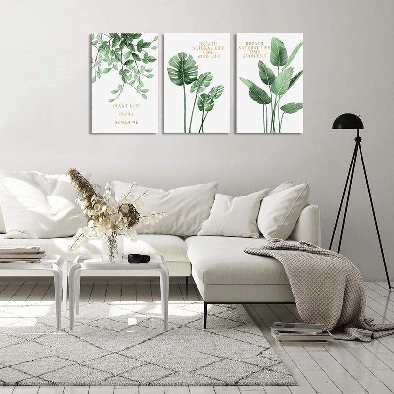 植物 風景画 絵画 緑の葉 装飾画 植物装飾 南国 インテリア 花のポスター 部屋飾り 壁画 風呂 幸運 玄関 木枠付きの