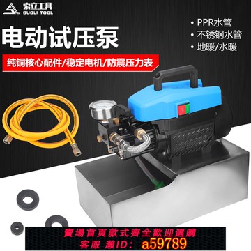 【全網低價 可打統編】電動試壓泵便攜式DSY-25公斤雙缸大流量地暖管道水管測壓機打壓泵