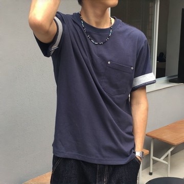 正韓堅挺純棉鉚釘口袋假兩件短袖上衣 4色 YUPPIE 預購商品 0608