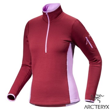 【ARCTERYX 始祖鳥】女 Rho 彈性透氣Polartec 保暖刷毛套頭衫.中層衣_X000006344-30205 波爾多紅/波光紫