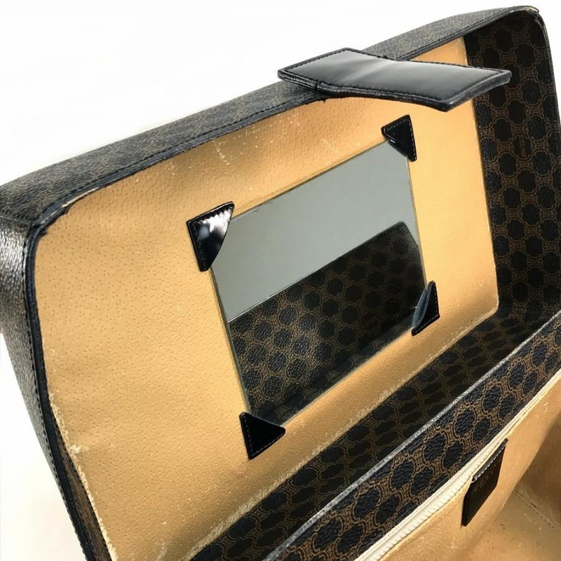 CELINE セリーヌ ロゴ 馬車金具 マカダム ハンドバッグ メイクボックス 