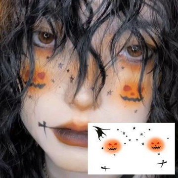 【台灣有貨】實拍 萬聖節卡通南瓜女巫紋身貼可愛裝扮腮紅水印貼妝容臉貼酒吧彩貼紙
