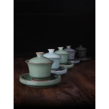 蓋碗青瓷喝茶碗茶道杯子大號泡茶器茶盞茶杯辦公家用功夫茶具陶瓷