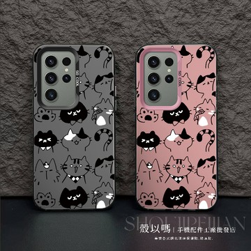 可愛貓咪  鐳射殼 透明殼 空壓殼 防摔手機殼 三星S25 S24 S24+ S23 S22 S21 S20 Ultra