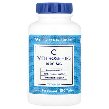 The Vitamin Shoppe, 含玫瑰果的維生素 C，100 片