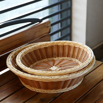 Kens日式面包籃果盤 仿藤編大號饅頭筐零食收納籃超市貨架水果籃