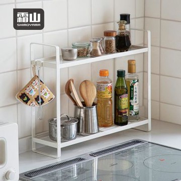 日本霜山 廚房灶台用窄型鐵製雙層置物收納架