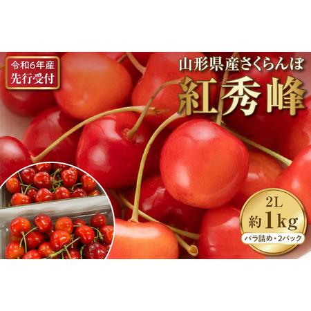 ふるさと納税 令和6年産 さくらんぼ紅秀峰 ２L 1kg以上(500gバラ詰め×2パック) 山形県河北町