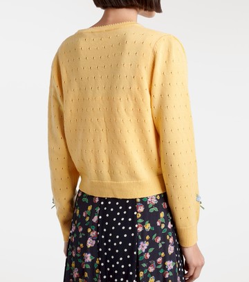 Rixo Merinda embroidered pointelle wool cardigan