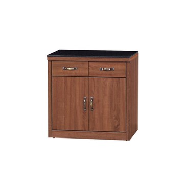 Boden-雷倫2.7尺工業風黑色石面收納餐櫃/碗盤櫃/置物矮櫃(下座)-81x41x86cm