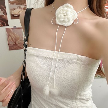 【台灣公司 可打統編】免運 甜酷純欲毛絨花朵珍珠項鏈女小眾輕奢高級感鎖骨鏈choker頸鏈配飾 可開發票 全館五折 工廠現貨直銷 新品特價 z9211