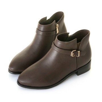 微彈性皮帶設計低筒短靴 卡其灰  7CB-45GY