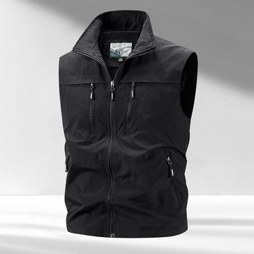 免運 最低價 馬甲外套男 爆款男士寬松馬甲戶外春秋休閑外套口袋速干背心坎肩釣魚立領工裝 快速出貨