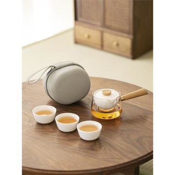 儒里轉轉泡旅行茶具套裝便捷式戶外快客杯側把玻璃懶人自動泡茶器