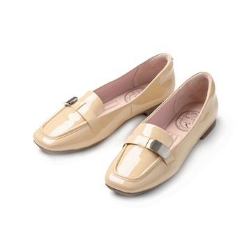 我的旅行日記 簡約軟漆皮平底娃娃鞋 鵝黃 (5B3016)