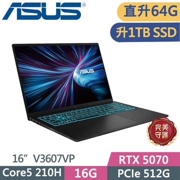 ASUS V16 V3607VP-0021K210H 黑 (Core5-210H/32G+32G/1TB SSD/RTX5070/16/W11)特仕