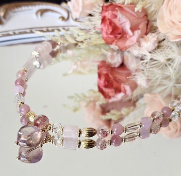 療心與動心-馬達加斯加粉晶/粉晶 /薔薇石/櫻花雨/金草莓超七/