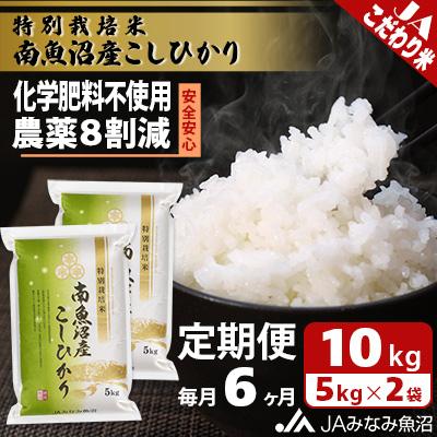 ふるさと納税 南魚沼市 特別栽培米南魚沼産こしひかり8割減 精米 10kg(5kg×2)全6回