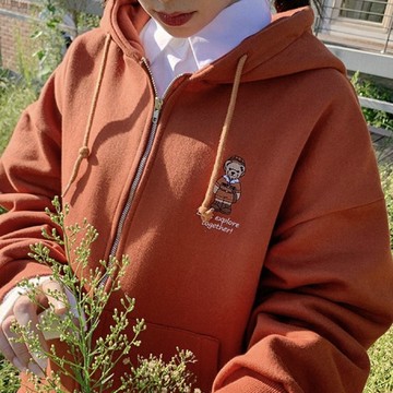 【1-2天出貨】 MUAHMUAH x Teddy 探險小熊 胸前刺繡 刷毛外套 拉鍊外套 連帽外套 保暖外套 情侶款