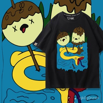 ✨Adventure Time✨探險活寶 探險活寶聯名短袖男T恤阿寶與老皮卡通動漫週邊複古寬鬆衣服 H109