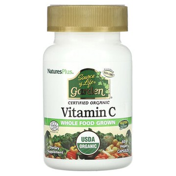 NaturesPlus, Source of Life Garden，認可有機維生素 C，60 粒素食膠囊