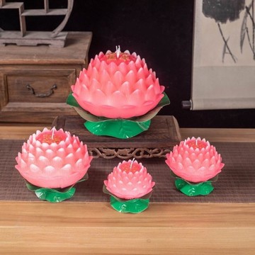 酥油蠟燭酥油燈 傳承工藝金色蓮花蠟燭佛堂供品五福貢品蠟燭