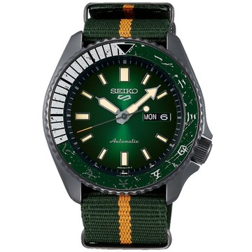 SEIKO 精工 5 Sports x 火影忍者小李李洛克聯名限量機械錶 (SRPF73K1/4R36-09H0G) SK005附提袋