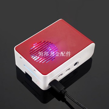 樹莓派4B紅白外殼ABS材質保護殼帶散熱風扇卡扣式一體LED炫光風扇[領邦五金配件]