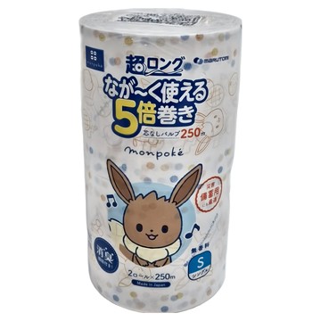maRUTOmi 丸富製紙 monpoke 可夢 5倍壓縮單層捲筒衛生紙  250m  2捲  1組