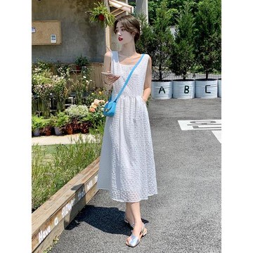 妃兒長裙女裝春夏無袖小個子海邊度假棉麻初戀寬松背心吊帶連衣裙