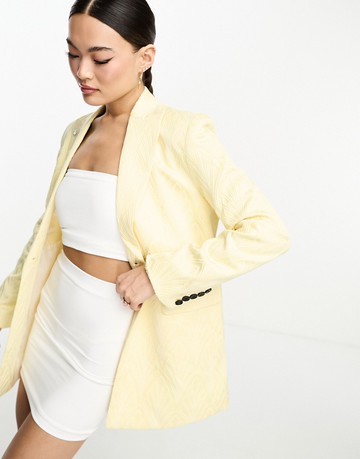 Twisted Tailor jacquard suit jacket in yellow