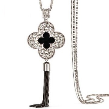 鑲鑽項鍊 毛衣鍊-璀璨梅花十字設計路女飾品2色73fv149【獨家進口】【米蘭精品】