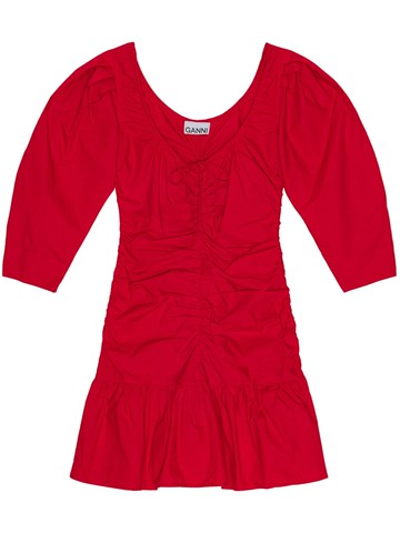 GANNI - gathered poplin minidress - women - Organic Cotton - 42