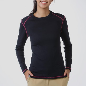 Maka 圓領刷毛保暖衣 女款 黑色