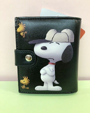 【震撼精品百貨】史奴比 Peanuts Snoopy  SNOOPY二折皮夾-黑棒球帽#12900 震撼日式精品百貨