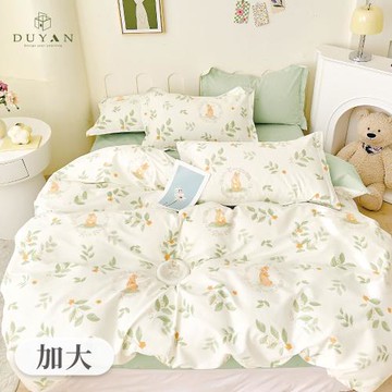 【DUYAN 竹漾】精梳純棉四件式被套床包組 春日萌兔 台灣製(加大)