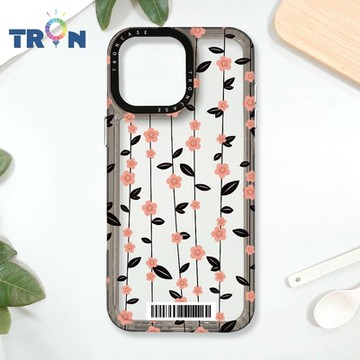 TRON IPhone 16 Pro Max 條紋透明小花A款 防摔太空載具殼 透黑 軟硬 手機殼