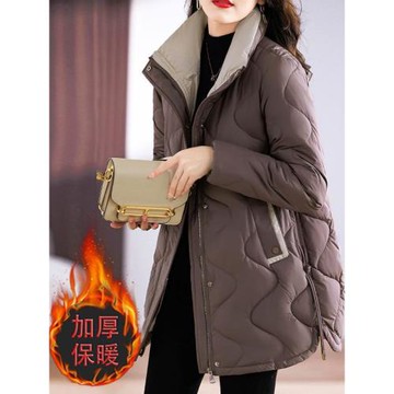 冬季中長款輕薄羽絨棉服女薄款時尚2025新款爆款大碼加厚棉衣外套