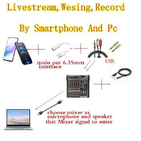 Channels Audio Mixer for karaoke Interface mixing board USB Bluetooth Effect Play Mp3 Music Audio Record By Smartphone PC   48V Phantom compatible C