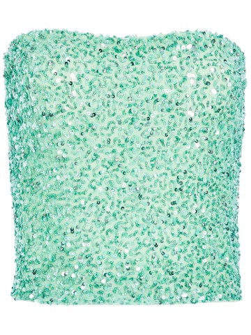 Retrofete - Kala sequin strapless top - women - Nylon - L - Green