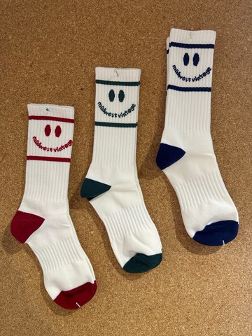 Midwest vintage 哈哈笑 笑臉  中筒白襪子 襪子