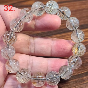 黑金超 黑金超七水晶 手鍊 手環 手珠 共生礦 12mm 天然❤水晶玉石特賣#R015-32
