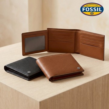 【FOSSIL 官方旗艦館】Eric 真皮質感多卡層皮夾 (兩色可選)