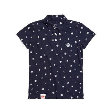 江戶勝｜女裝｜經典滿版印花短袖POLO衫