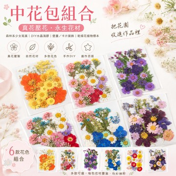 【中花包系列 2.0】  中花包組合 真花壓花 永生花 森林系 少女寫真 壁畫 DIY水晶滴膠 乾燥花 植物標本